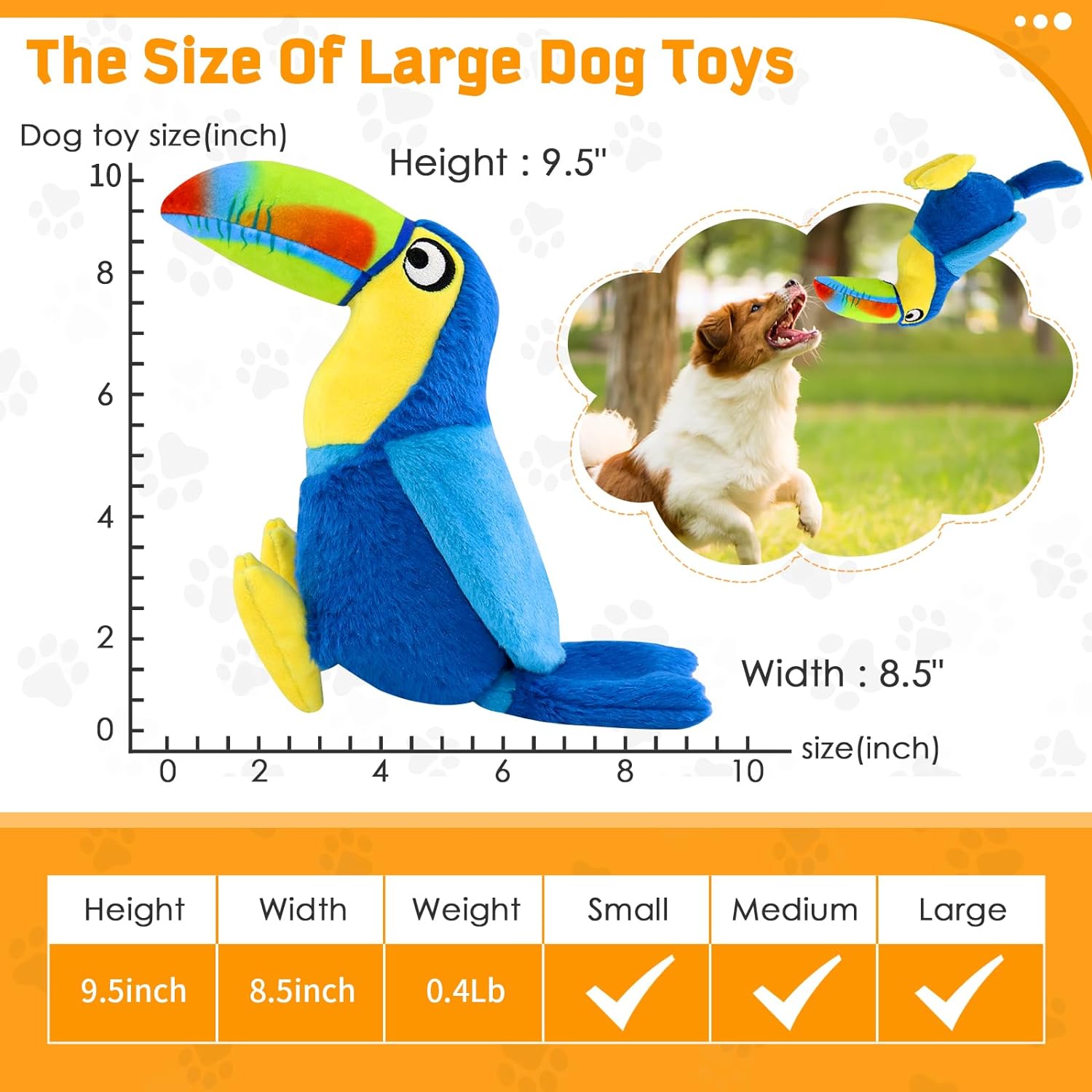 Large Squeaky Dog Toys: Colorful Plush Dog Toys -Big Soft Dog Chew Toys for Small, Medium, Large Dogs