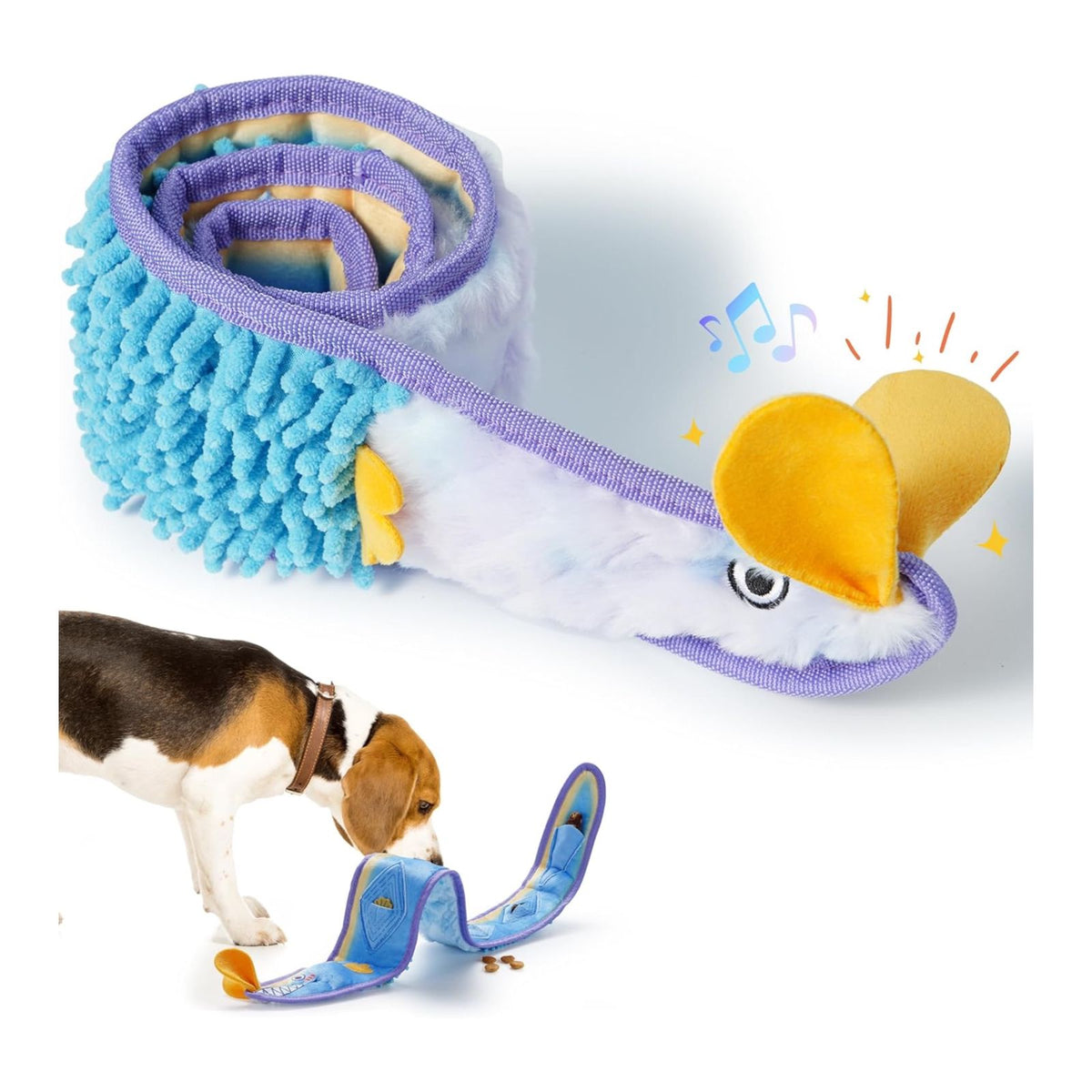 Nocciola No Stuffing Eel Crinkle Dog Squeaky Toys - Durable Dog Toys for Tug of War, Snuffle Dog Toys | Tough Dog Toys for Small Medium Large Dogs & Aggressive Chewers, Blue Dog Toys to Keep Them Busy