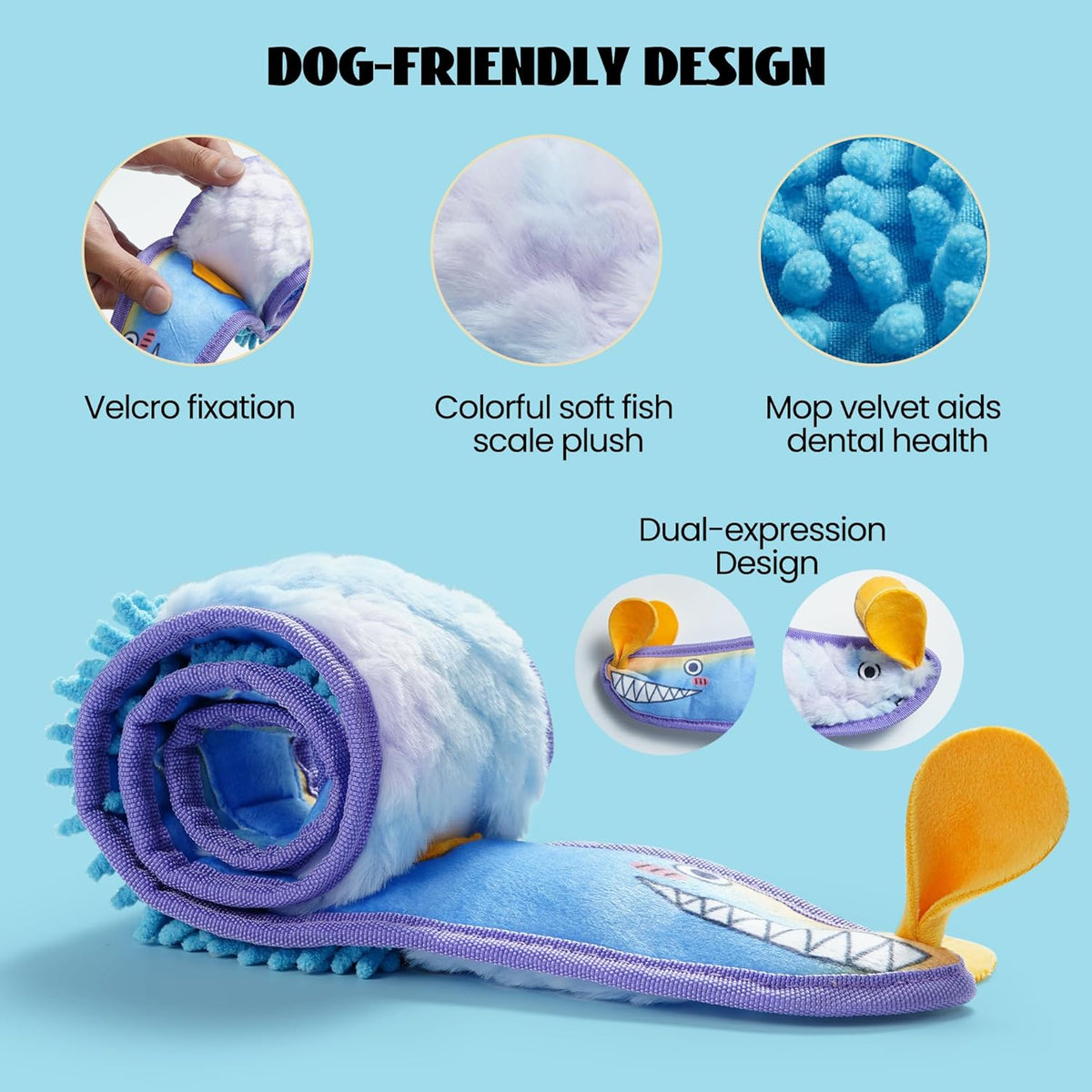 Nocciola No Stuffing Eel Crinkle Dog Squeaky Toys - Durable Dog Toys for Tug of War, Snuffle Dog Toys