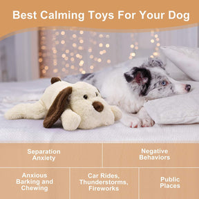 Puppy Heartbeat Toy for Anxiety Relief Dog Behavioral aid Toy for Puppies Sleep Aid Separation Anxiety Soother Cuddle, White