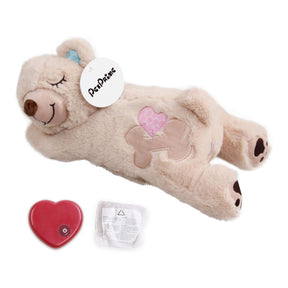 PetPrime Dog Plush Toy Heart Beat Puppy Plush Bear Toy with Warmer Bag Pet Soft Anxiety Puppy Relief Toy for Puppy Dogs Heart Beat Stuffed Animal Puppy Sleeping Buddy Anxiety Dog Toy