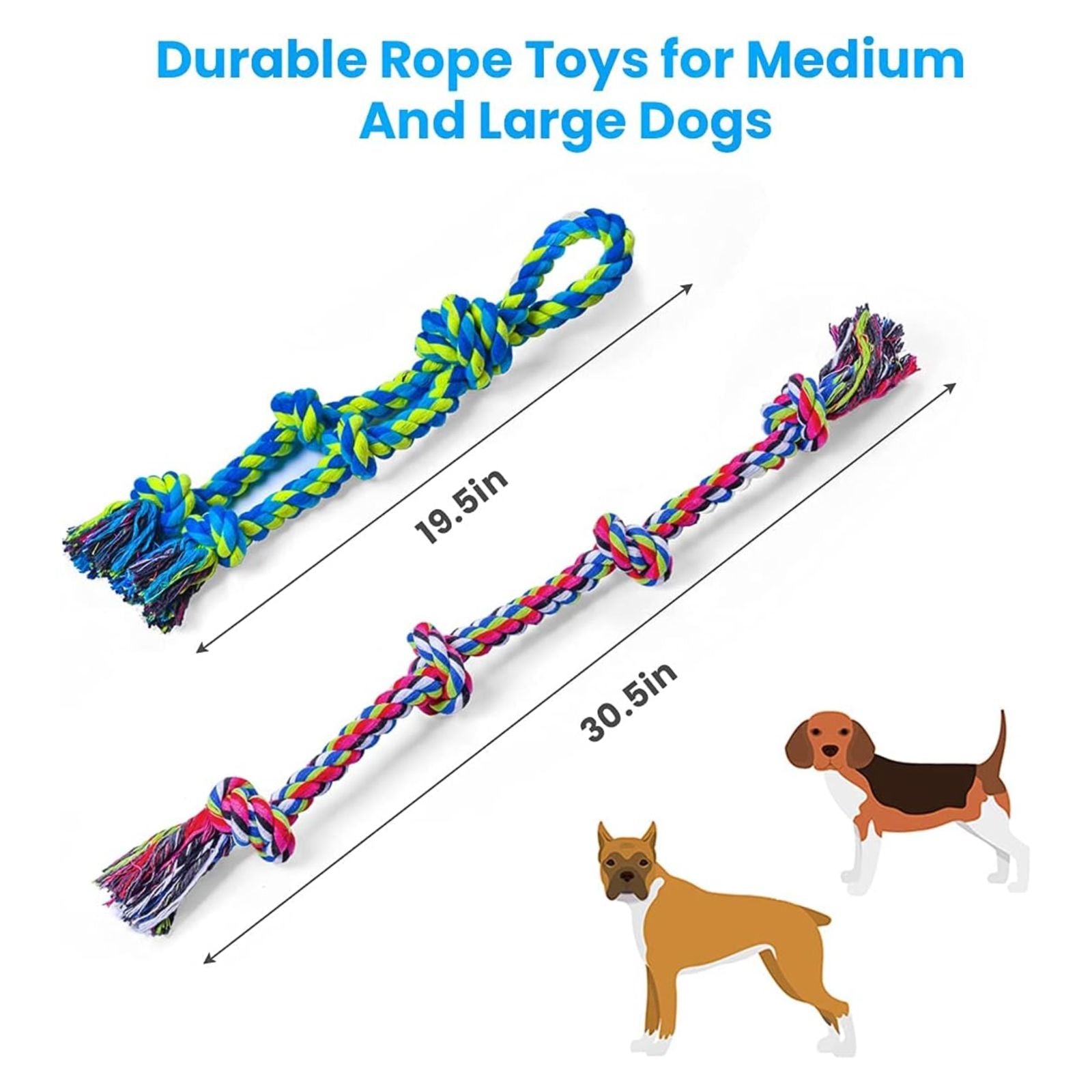 Feeko Heavy Duty Dog Rope Toys for Aggressive Chewers - 2 Pack