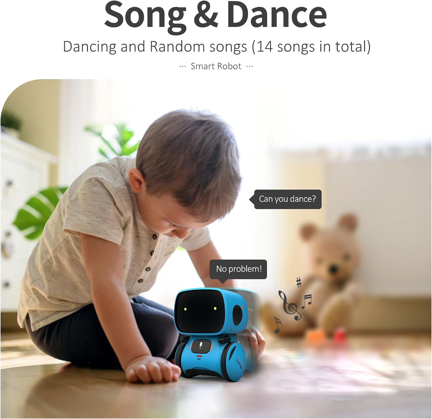 GILOBABY Kids Robot Toys, Interactive Robot Companion Smart Talking Robot with Voice Control Touch Sensor (Blue)