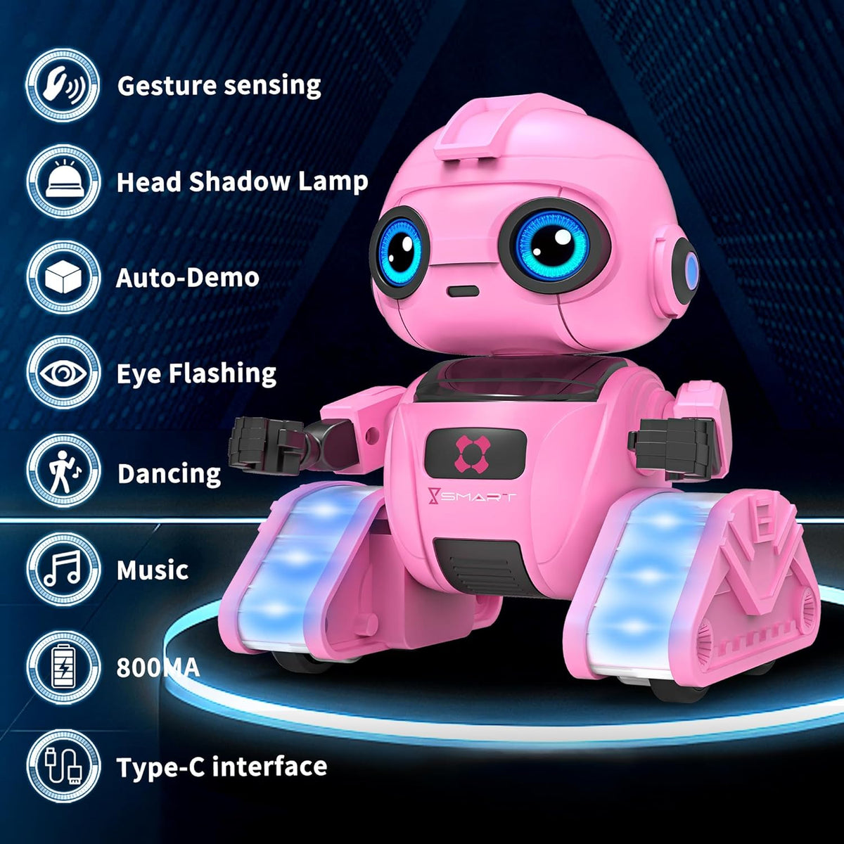 Robot Toys for Boys and Girls, Rechargeable Remote Control Robot with Auto-Demonstration (Pink)