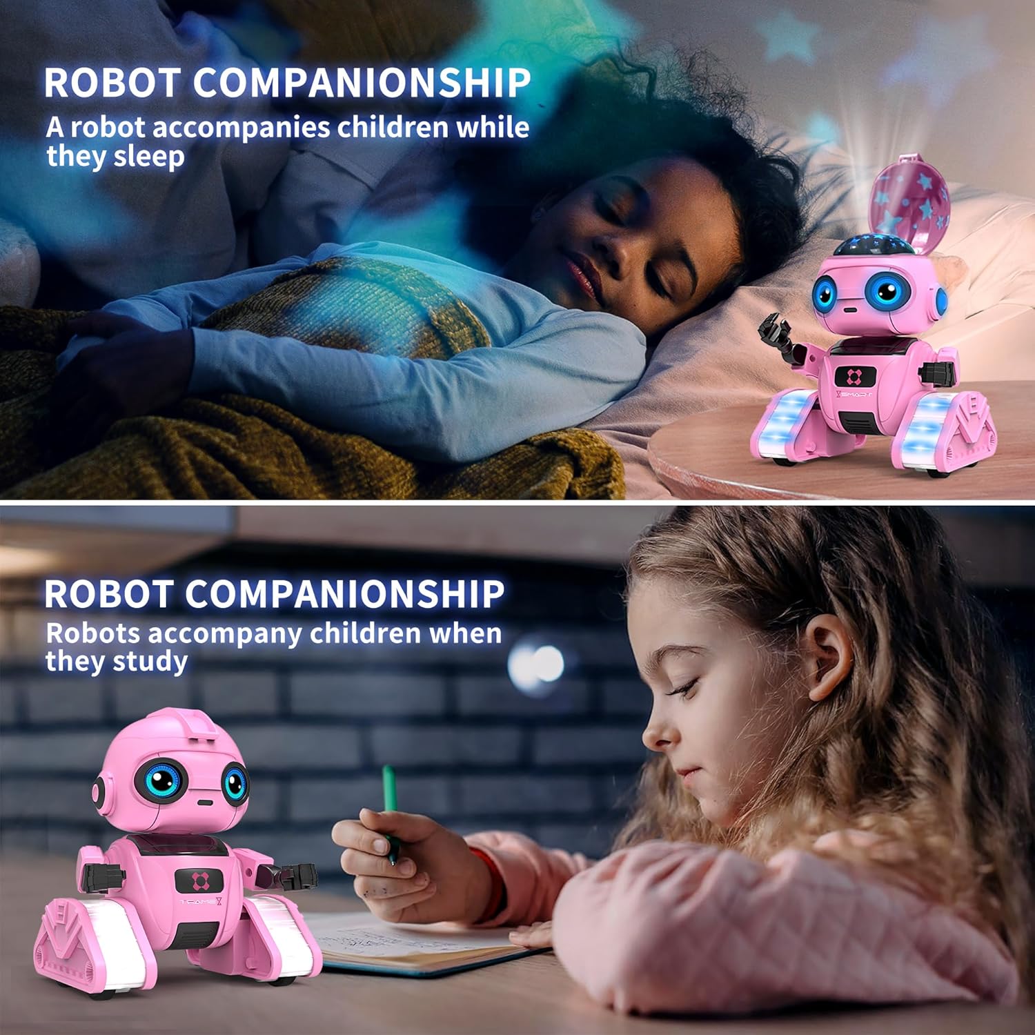 Robot Toys for Boys and Girls, Rechargeable Remote Control Robot with Auto-Demonstration (Pink)