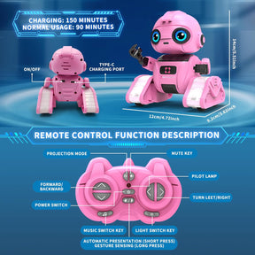 Robot Toys for Boys and Girls, Rechargeable Remote Control Robot with Auto-Demonstration (Pink)