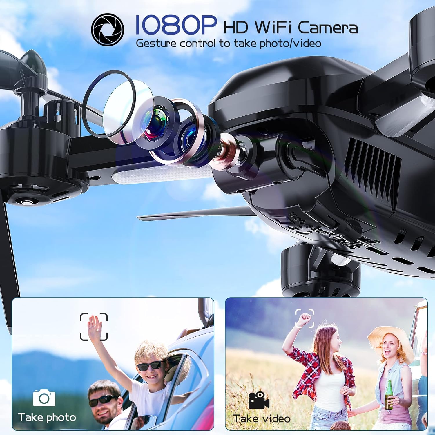 Drone with Camera - T6 1080P HD RC Drone, Fpv Drone for Adults, With WiFi Live Video