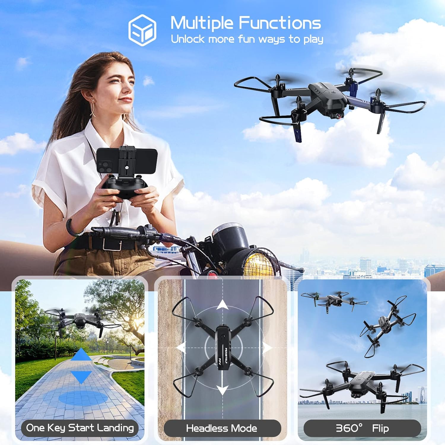 Drone with Camera - T6 1080P HD RC Drone, Fpv Drone for Adults, With WiFi Live Video