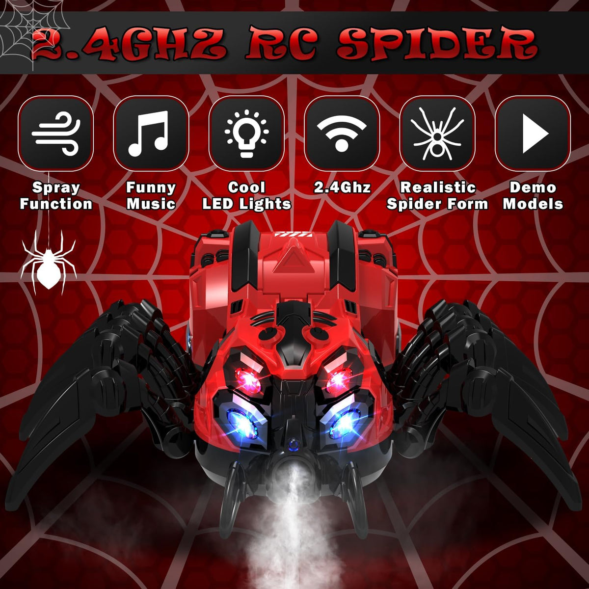 Remote Control Spider Halloween, Christmas Toy with Lights/Sound