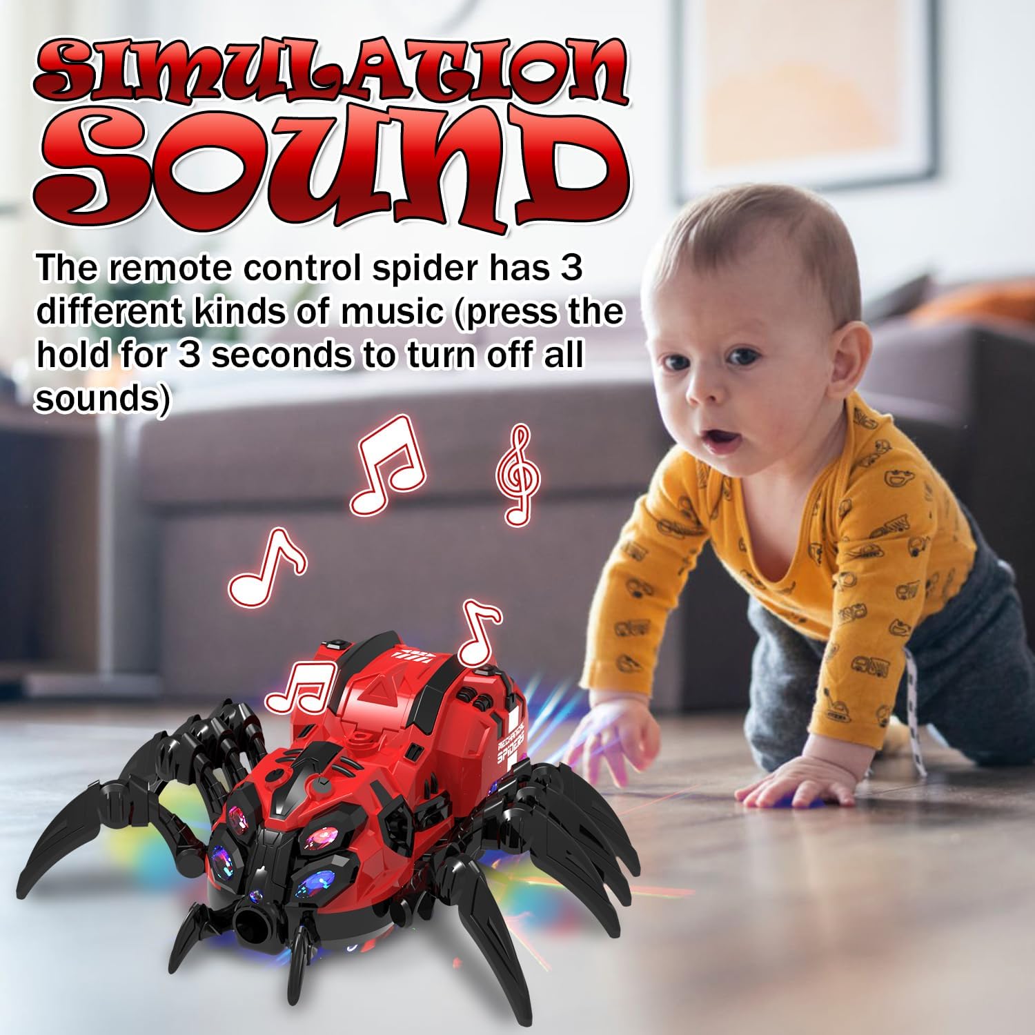 Remote Control Spider Halloween, Christmas Toy with Lights/Sound