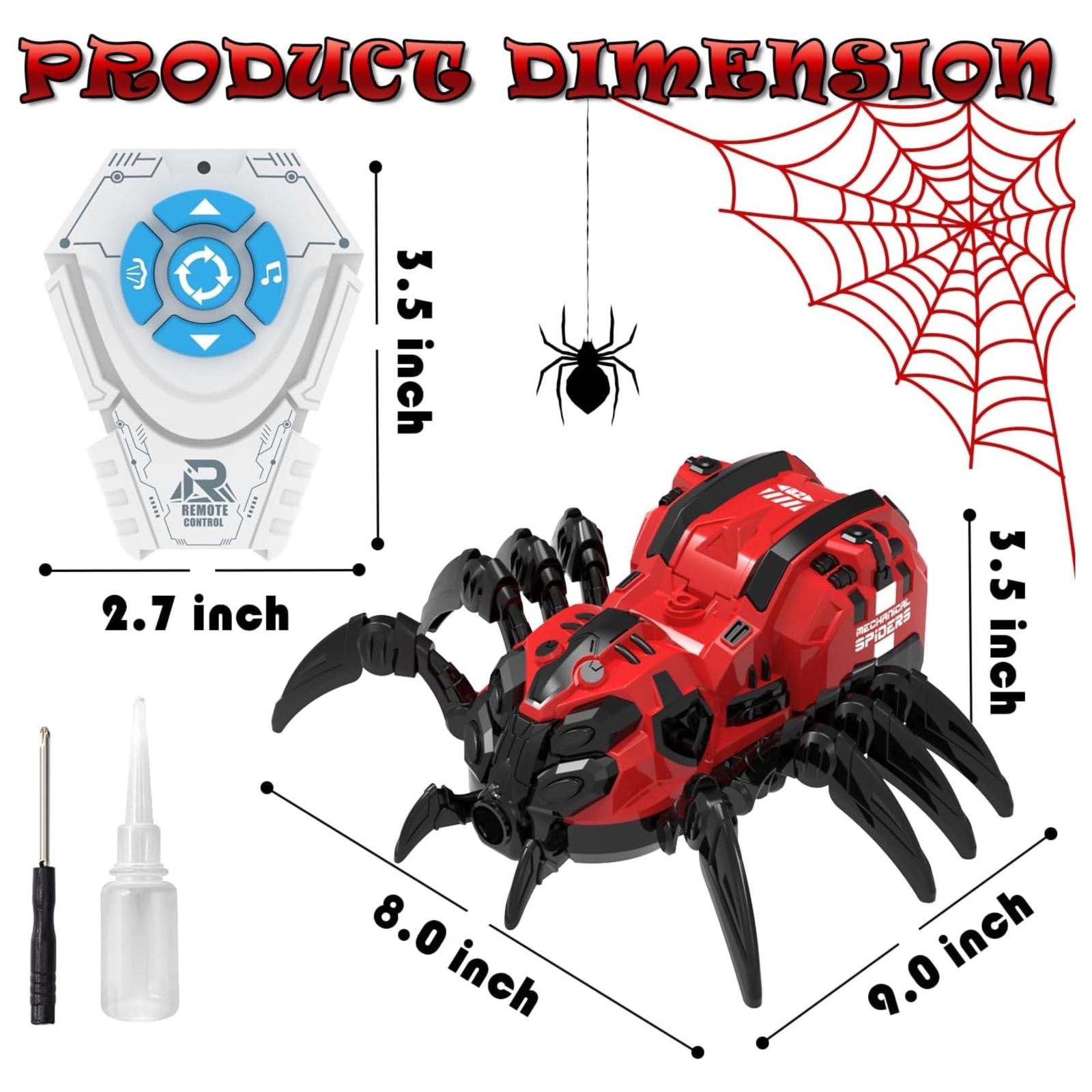 Remote Control Spider Halloween, Christmas Toy with Lights/Sound