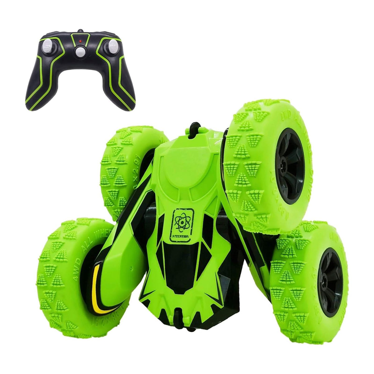 Threeking RC Stunt Cars Remote Control Car Double-Sided Driving 360-degree Flips Rotating Car Toy, Green