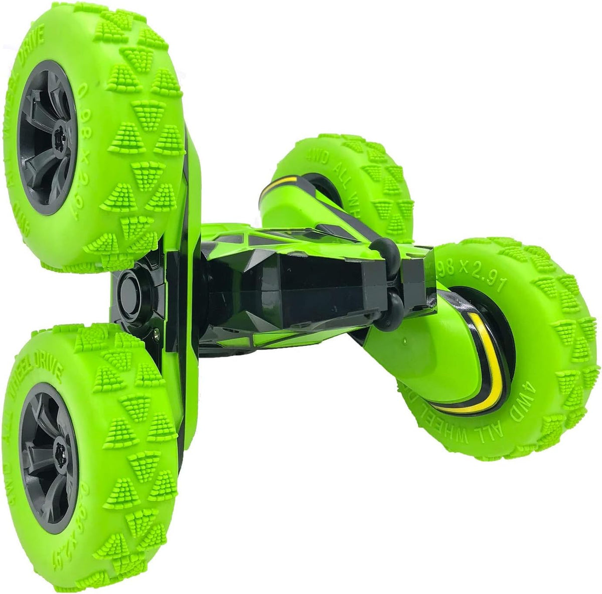 Threeking RC Stunt Cars Remote Control Car Double-Sided Driving 360-degree Flips Rotating Car Toy, Green