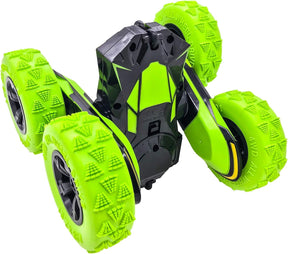 Threeking RC Stunt Cars Remote Control Car Double-Sided Driving 360-degree Flips Rotating Car Toy, Green