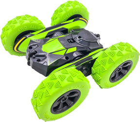 Threeking RC Stunt Cars Remote Control Car Double-Sided Driving 360-degree Flips Rotating Car Toy, Green