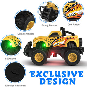 Remote Control Car for Boys 4-7, 1:43 Scale Mini RC Car for Kids 3-5, Car Toys Truck Xmas Birthday Gifts for Toddlers 3 4 5 6 7 Year Old Boys (Yellow)