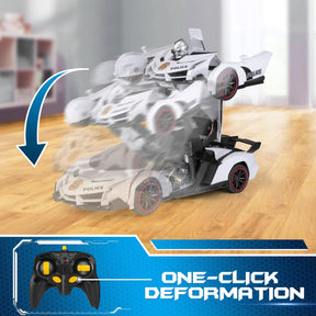 FDJ Remote Control Car - Transform , One Button Deformation to Robot with Flashing Light, 2.4Ghz 1:18 Scale