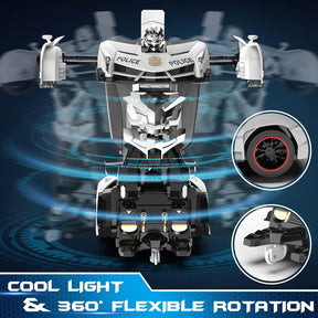 FDJ Remote Control Car - Transform , One Button Deformation to Robot with Flashing Light, 2.4Ghz 1:18 Scale