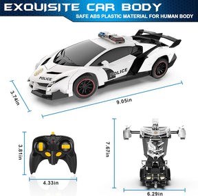 FDJ Remote Control Car - Transform , One Button Deformation to Robot with Flashing Light, 2.4Ghz 1:18 Scale