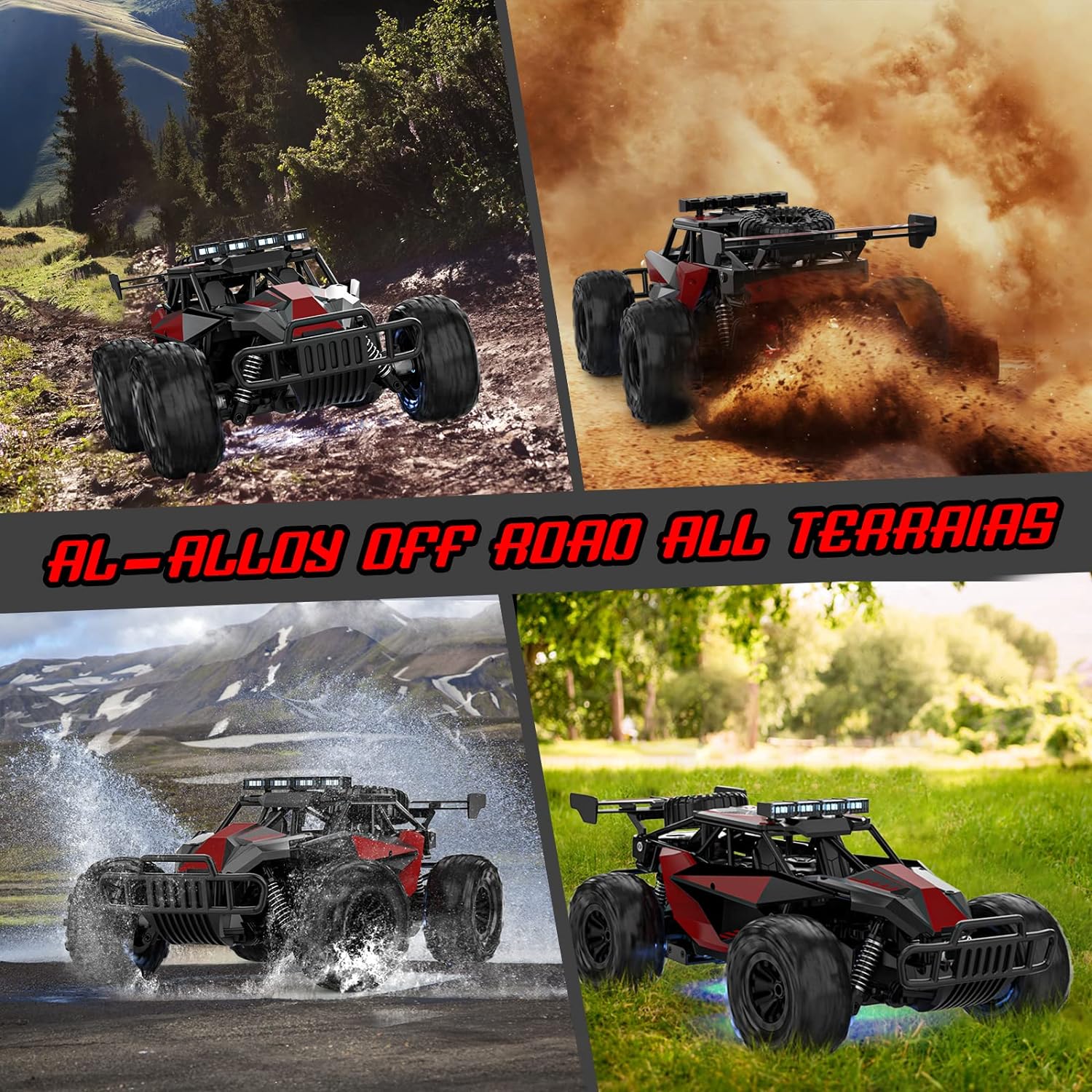 BLUEJAY Remote Control Car - 2.4GHz High Speed 33KM/H RC Cars Toys, 1:12 Monster RC Truck Off Road with LED Headlight and Rechargeable Battery