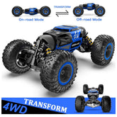 BEZGAR TD141 RC Cars - 1:14 Scale Remote Control Car, 4WD Transform 15 KMH All Terrains Crawler RC Stunt Car with Rechargeable Battery for Boys Kids