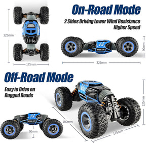 BEZGAR TD141 RC Cars - 1:14 Scale Remote Control Car, 4WD Transform 15 KMH All Terrains Crawler RC Stunt Car with Rechargeable Battery