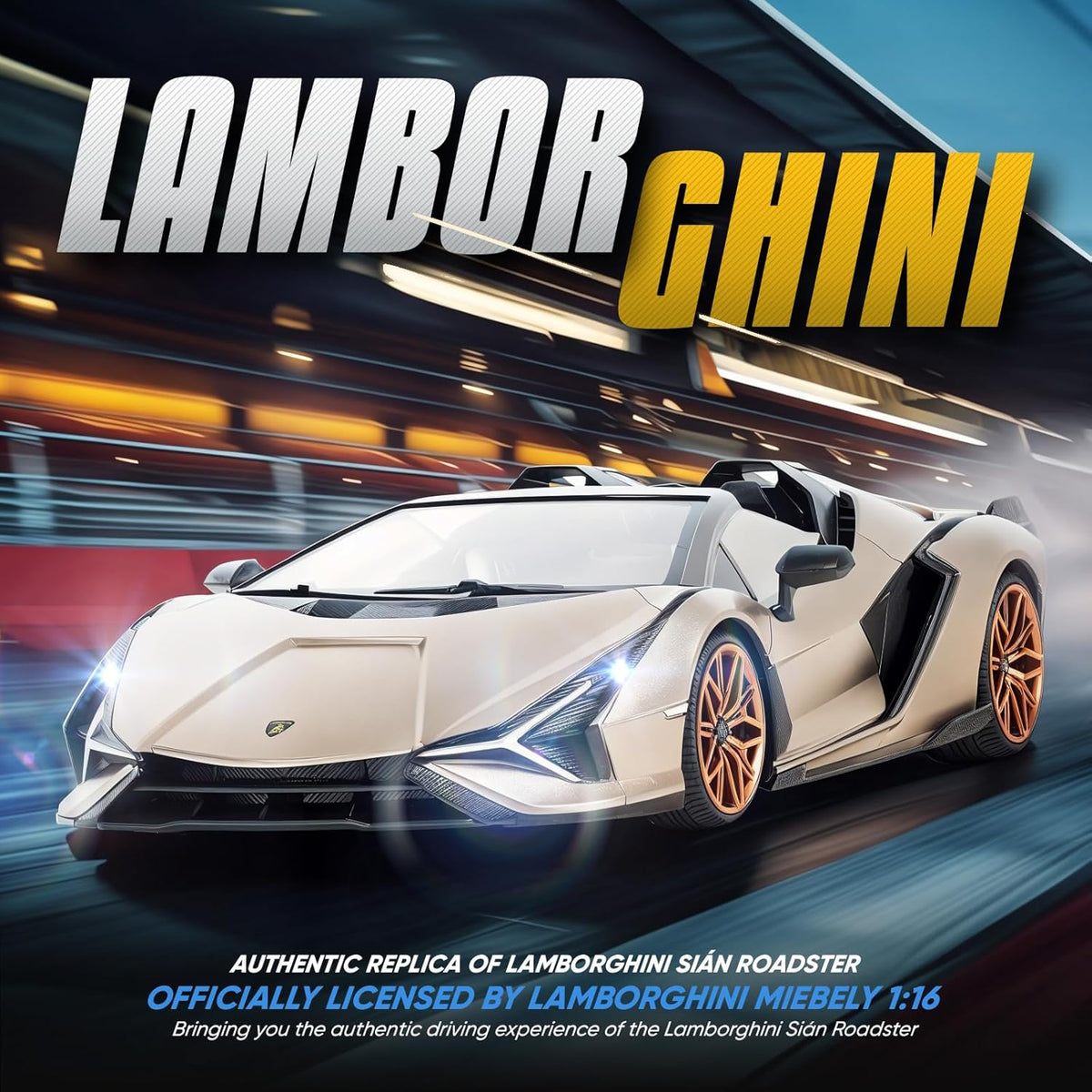 Lamborghini Sian Remote Control Car, 1:16 Scale (Champagne)