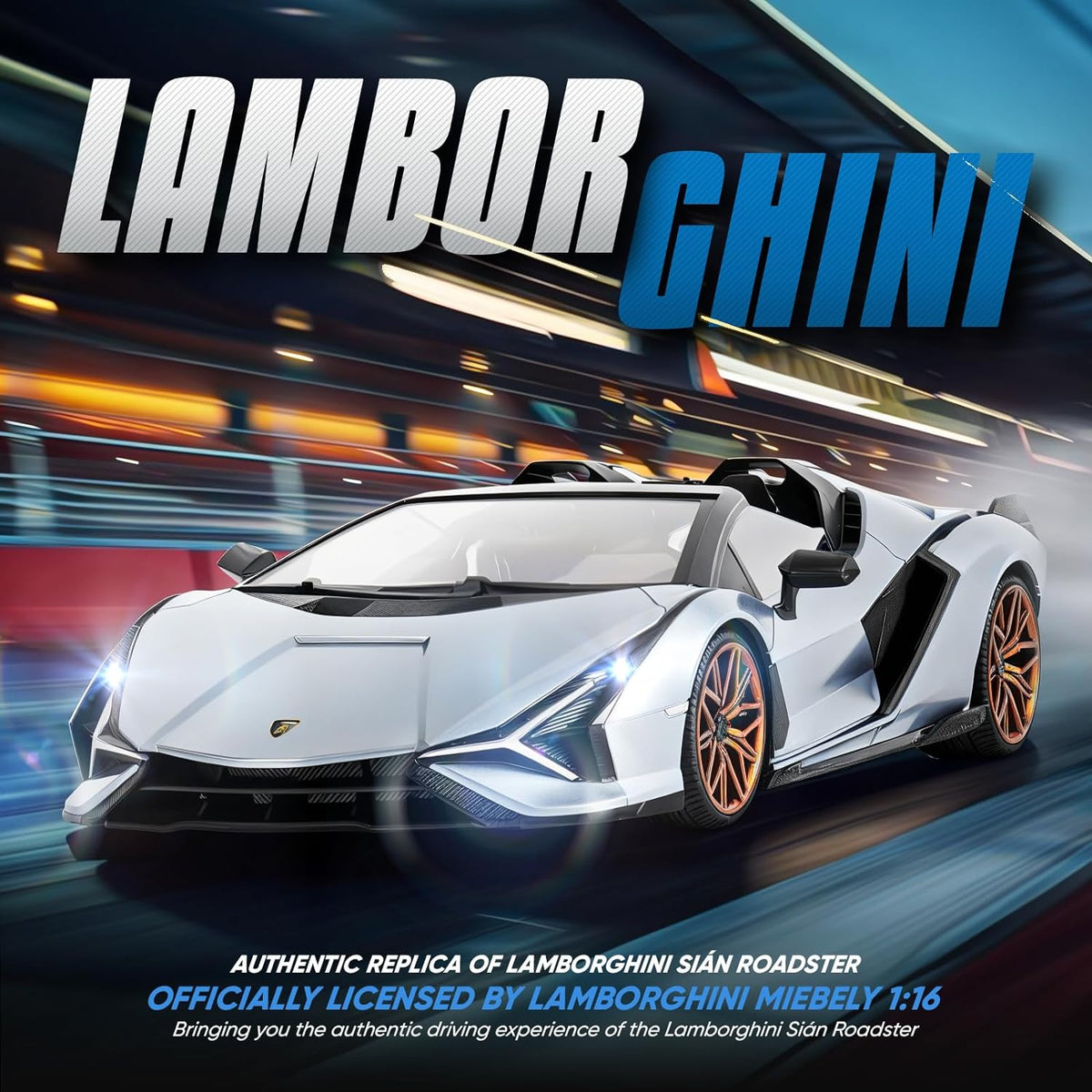 Lamborghini Sian Remote Control Car, 1:16 Scale (Light blue)