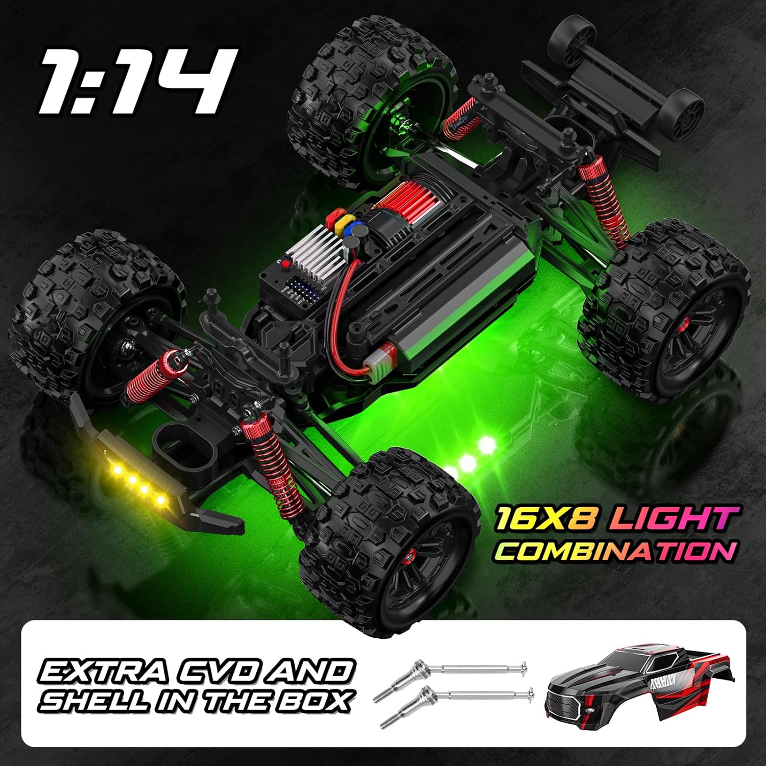 1:14 RTR Brushless Fast RC Cars, 4x4 RC Monster Trucks