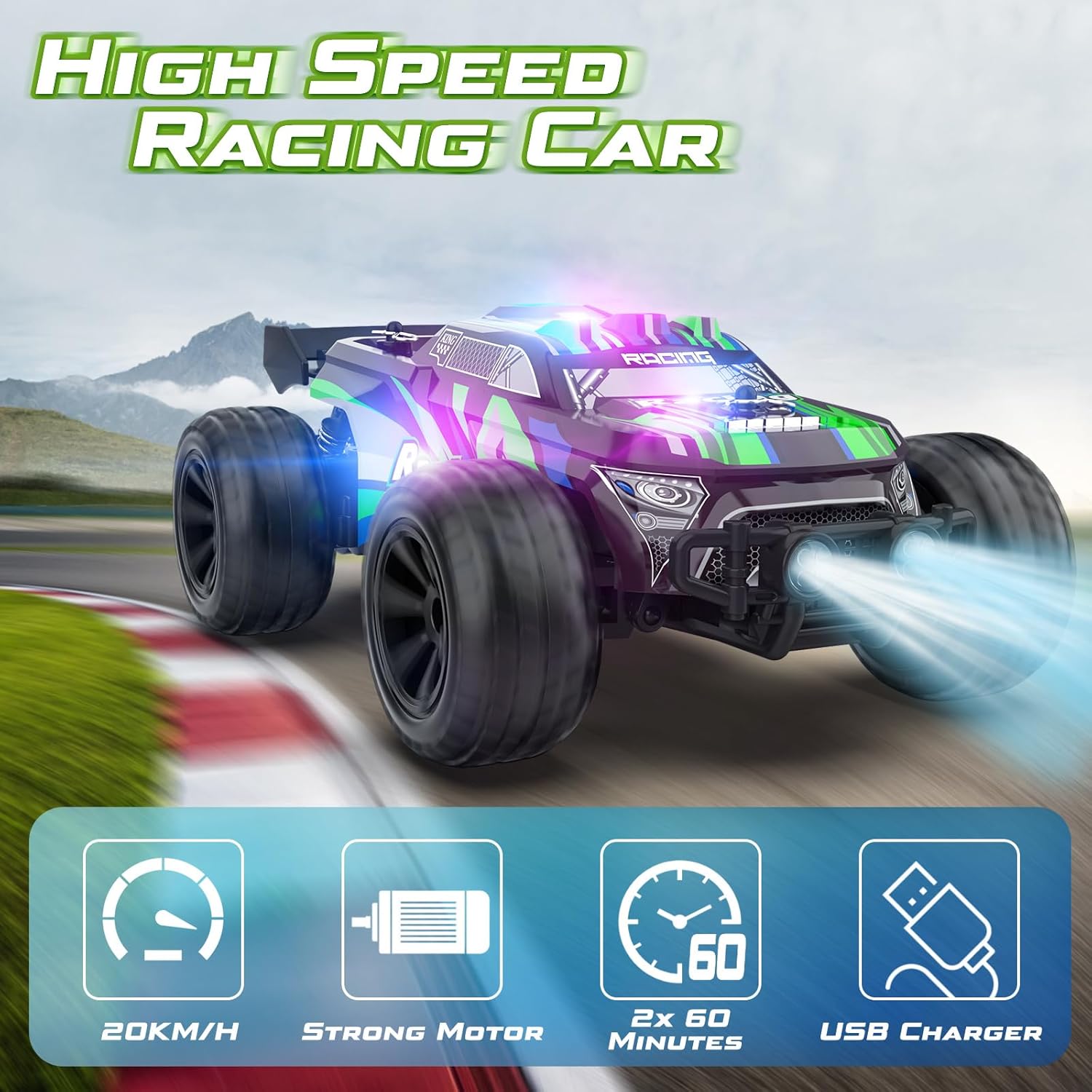 20km/h 2.4GHz High Speed RC Car Toy (Green)