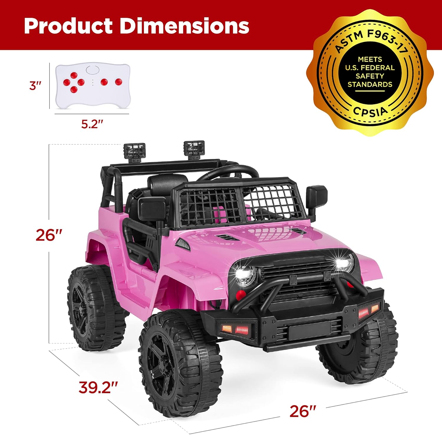 12V Kids Ride On Truck Car w/Parent Remote Control, Spring Suspension