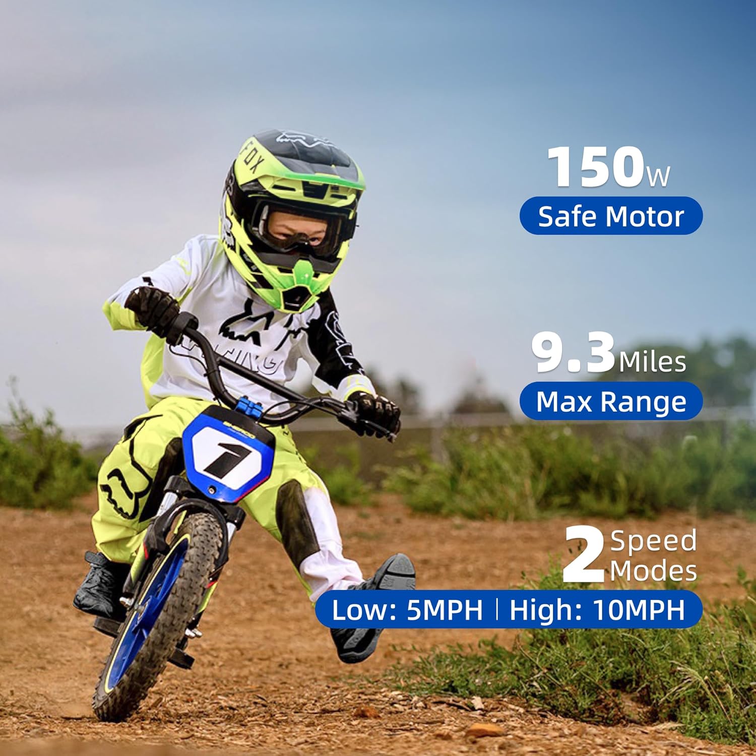 Electric Dirt Bike for Kids (Ages 3-6/5-12), 170/340W Electric Motorcycle Up to 10/12MPH, 24V Detachable Battery