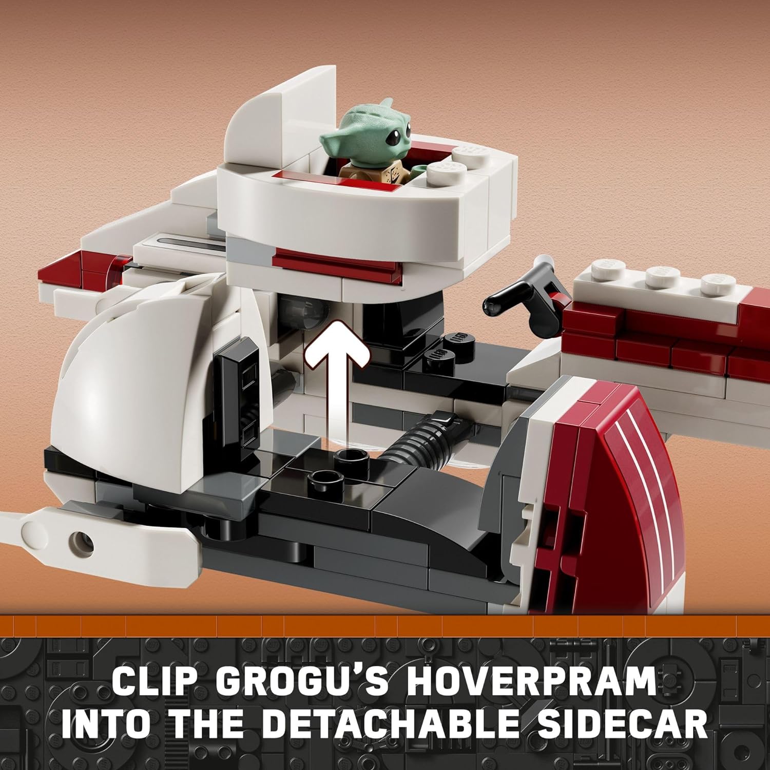 LEGO Star Wars BARC Speeder Escape, Mandalorian Toy Building Set for Kids, May The 4th Be with You Decoration with Kelleran Beq and Grogu