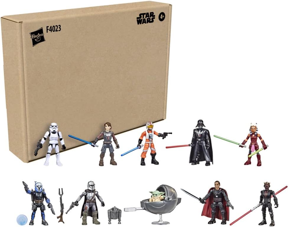 STAR WARS Mission Fleet 2.5-Inch-Scale Action Figure 10-Pack, 19 Accessories, with Darth Vader, Luke Skywalker and Grogu