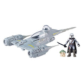 STAR WARS Mission Fleet Mando's N-1 Starfighter, Grogu & Mandalorian Action Figure Set, Ships, Toys for 4 Year Old Boys & Girls