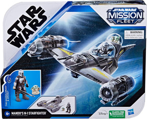 STAR WARS Mission Fleet Mando's N-1 Starfighter, Grogu & Mandalorian Action Figure Set