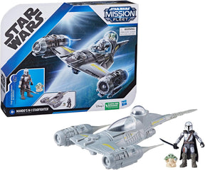 STAR WARS Mission Fleet Mando's N-1 Starfighter, Grogu & Mandalorian Action Figure Set