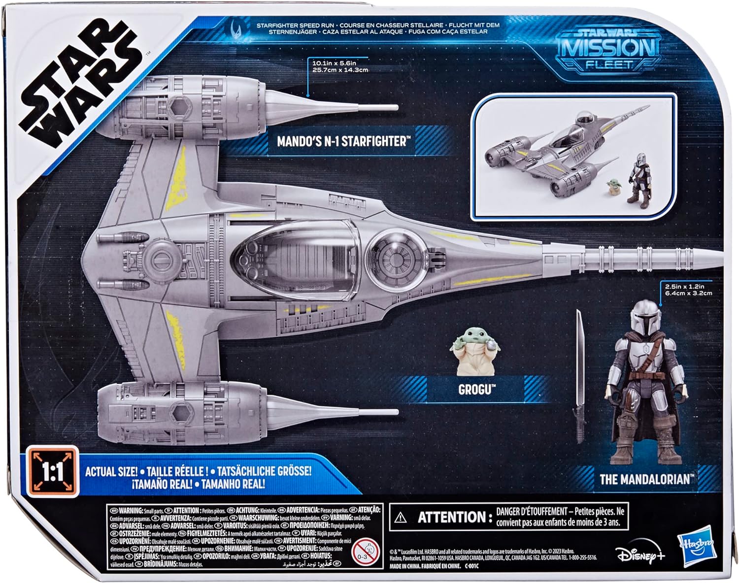 STAR WARS Mission Fleet Mando's N-1 Starfighter, Grogu & Mandalorian Action Figure Set