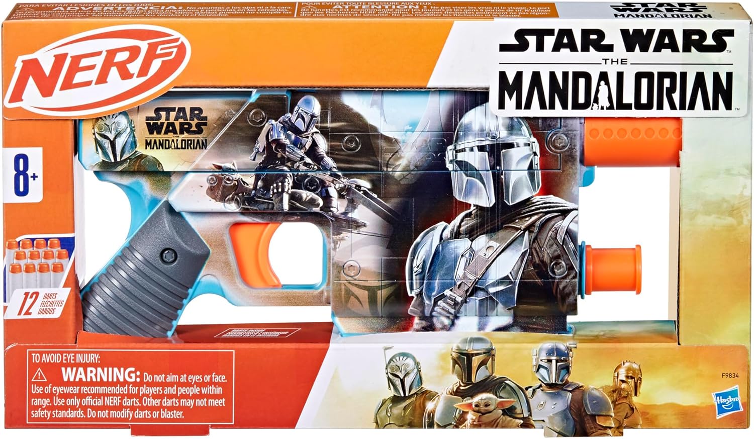 NERF Star Wars The Mandalorian Dart Blaster, 12 Elite Darts, Internal Clip, Toy Foam Blasters