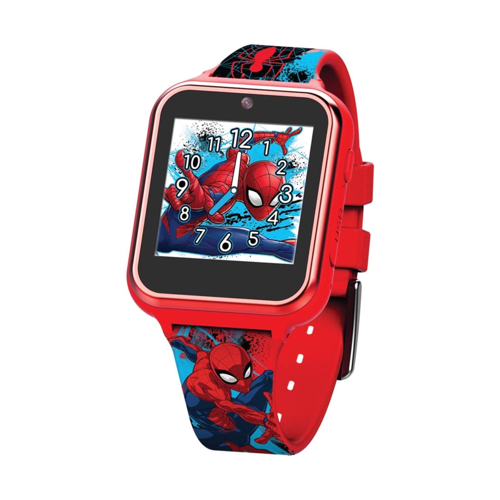 Accutime Marvel Spider-Man Red Educational Touchscreen Smart Watch Toy for Boys, Girls, Toddlers - Selfie Cam, Learning Games, Alarm, Calculator, Pedometer, and More (Model: SPD4588AZ)