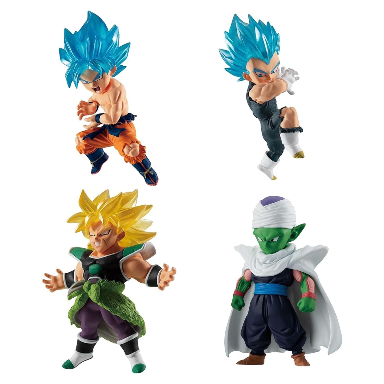 Dragon Ball Super - Super Saiyan Blue Goku, Super Saiyan Blue Vegeta, Super Saiyan Broly, and Piccolo, Dragon Ball Adverge 2" Figure (Box Set 3)