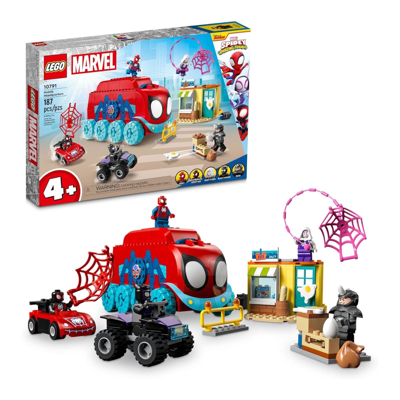 LEGO Marvel Team Spidey's Mobile Headquarters 10791 Building Set - Featuring Miles Morales and Black Panther Minifigures, Spidey and His Amazing Friends Series, for Boys, Girls, and Kids Ages 4+