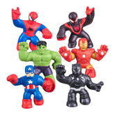 Heroes of Goo Jit Zu Marvel Mega Mini 6 Pack - Squishy, Stretchy, Gooey Mini Heroes - Ironman, Spider-Man, Captain America, Miles Morales, Hulk and Black Panther