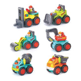 6 Pieces Construction Vehicles Toy Trucks Set - Bulldozer, Cement Mixer, Dumper, Forklift, Excavator and Road Roller for Your Little Contractor