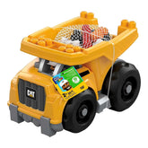 MEGA Bloks Cat Fisher-Price Toddler Blocks Building Toy, Large Dump Truck with 25 Pieces, 1 Figure, Yellow, Gift Ideas for Kids