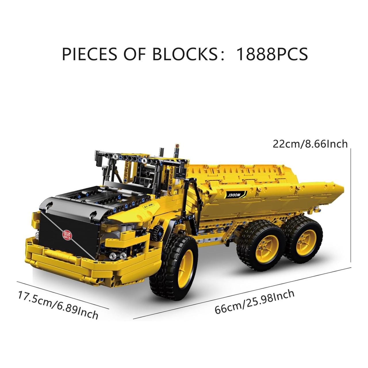 Mould King 17010 Engineering Dump Truck Building Block Kits, MOC Building Blocks Set to Build, (1888 Pieces with Motor/APP Remote Control)