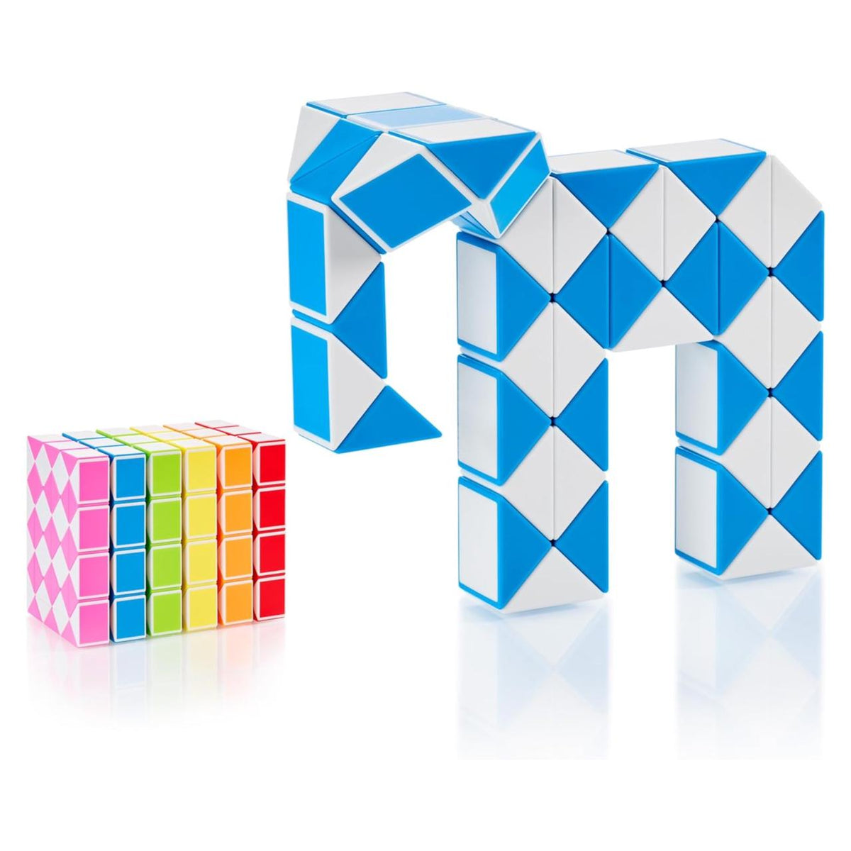 CUBIDI® Magic Snake Cube | Fidget Snake Toy for Kids | Travel Toys for Kids Ages 4-8 | Great Gift for Boys and Girls Birthday, Christmas, Stocking Stuffers - 48 Blocks | 0.9 inch x 0.7 inch | Blue