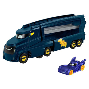 Fisher-Price DC Batwheels Toy Hauler and Car, Bat-Big Rig with Ramp and Bam The Batmobile 1:55 Scale Diecast Toy Vehicle, Ages 3+ Years