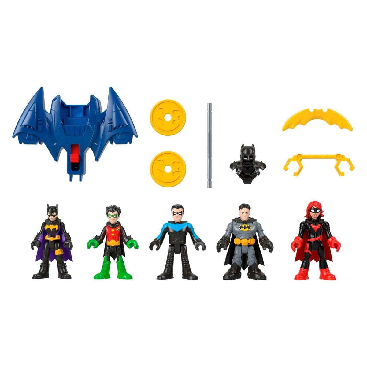 DC Super Friends Batman Toys Family Multipack Figure Set, 5 Characters & 7 Accessories