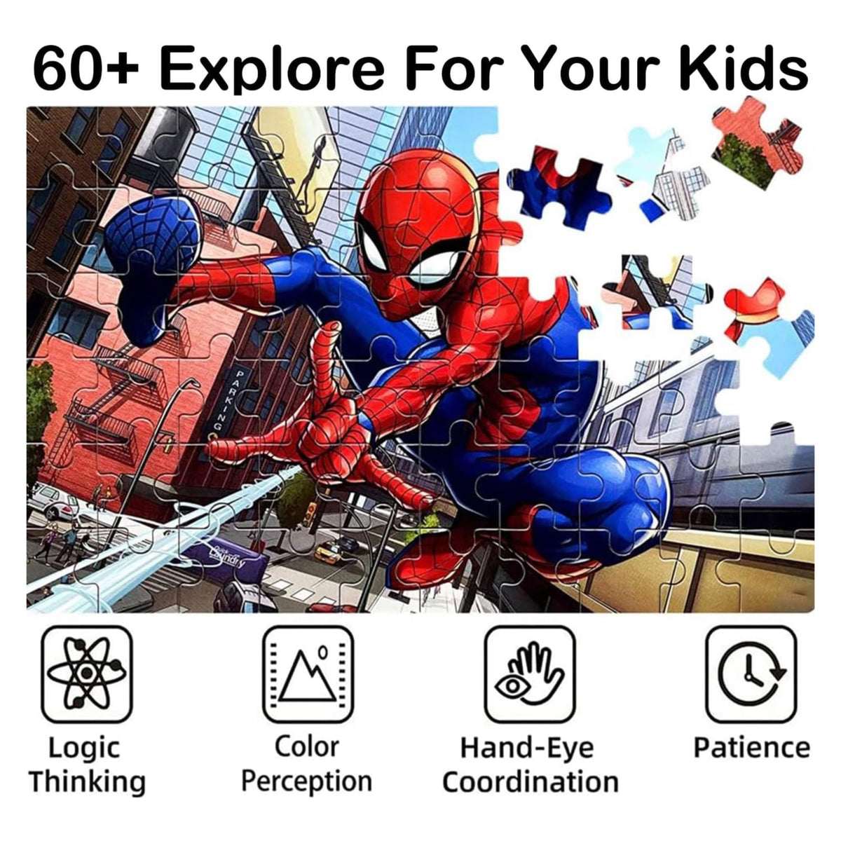 Spider Man Puzzles 60 Pieces Puzzles for Kids Ages 4-8 Learning Educational